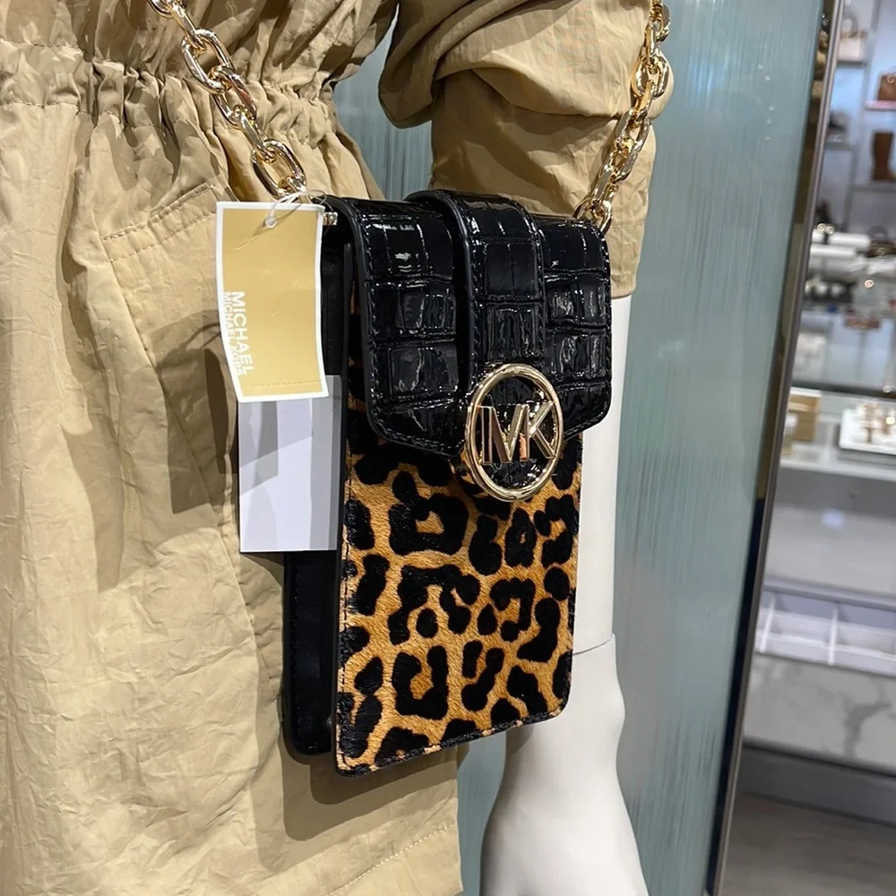 Michael Kors Carmen Small NS Phone XBODY HairCalf Black Multi
